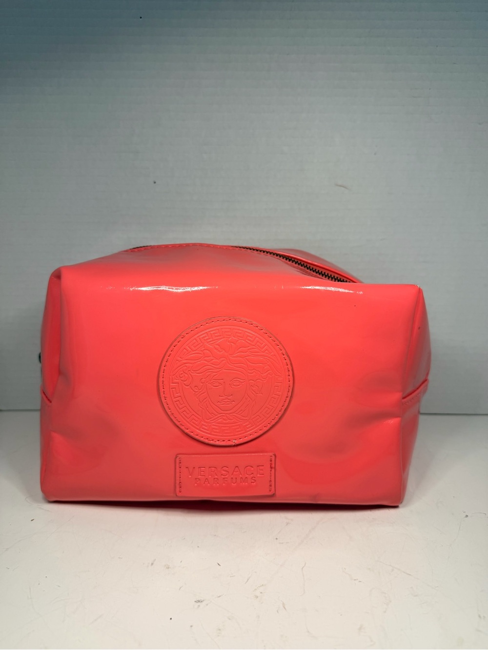 Versace Parfums Pink Patent Leather Medusa Cosmetic
Makeup Vanity Bag